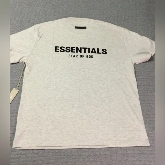 Essentials Fear of God Men's Light Oatmeal Short Sleeve T-Shirt - Picture 6 of 11